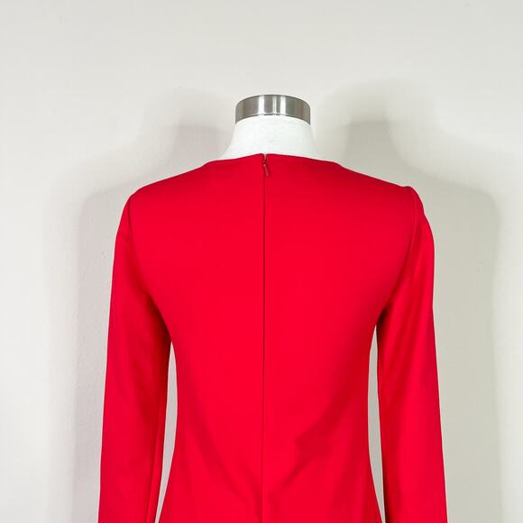 NEW Ted Baker | Edlyn Bright Red Zip Detail Long Sleeve Sheath Mini Dress 0 NWOT - Picture 8 of 11